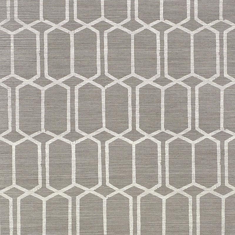 Schumacher Modern Trellis Sisal Charcoal Wallpaper