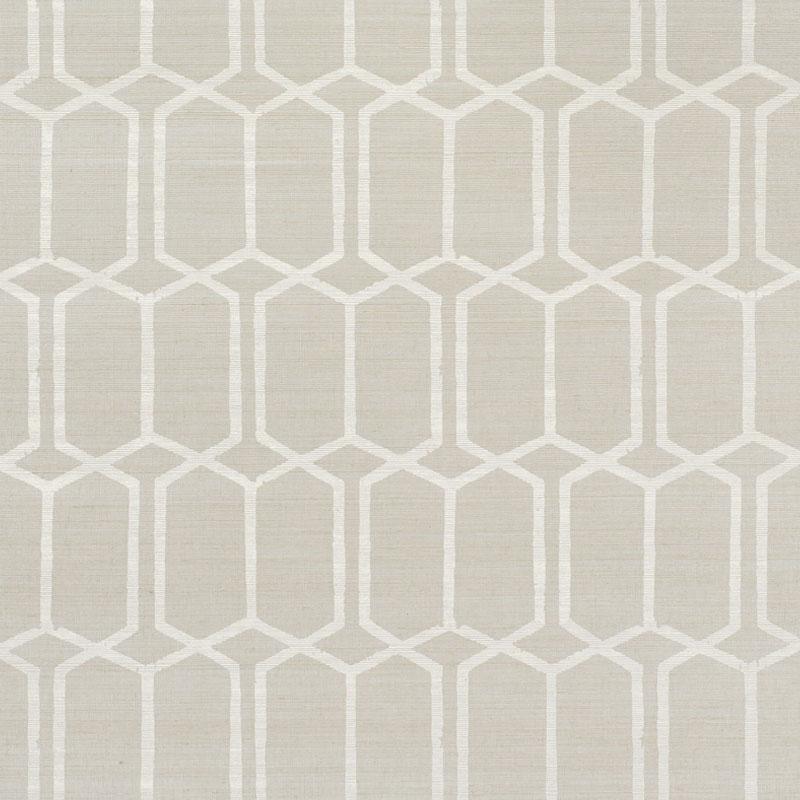 Schumacher Modern Trellis Hemp Shimmer Moonstone Wallpaper