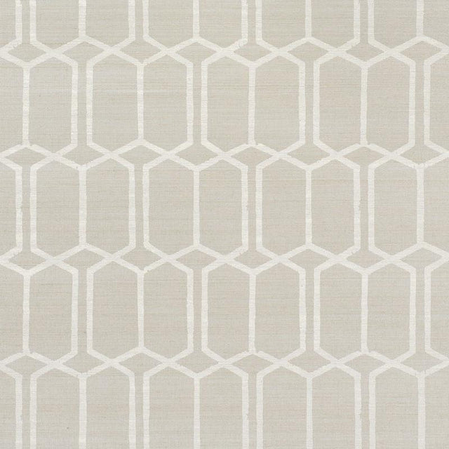 Schumacher Modern Trellis Hemp Shimmer Moonstone Wallpaper