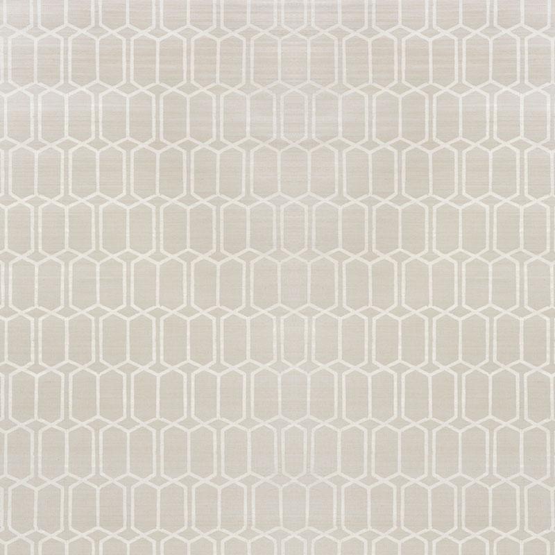 Schumacher Modern Trellis Hemp Shimmer Moonstone Wallpaper