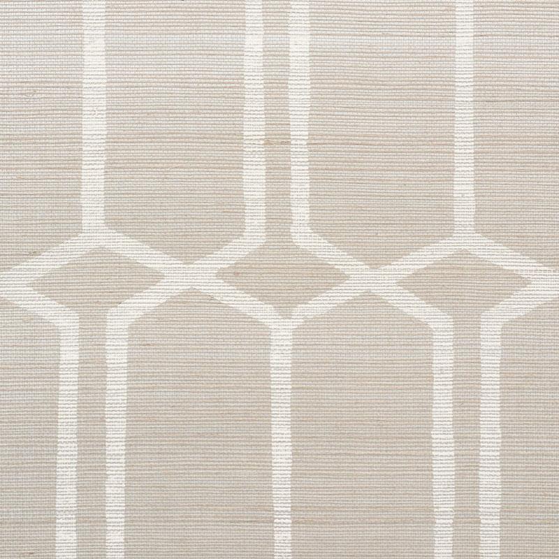 Schumacher Modern Trellis Hemp Shimmer Moonstone Wallpaper