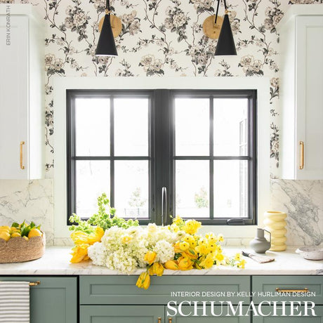 Schumacher Betty Charcoal Wallpaper