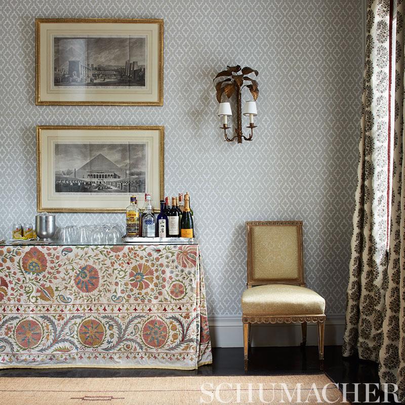 Schumacher Jake Orpington Blue Wallpaper