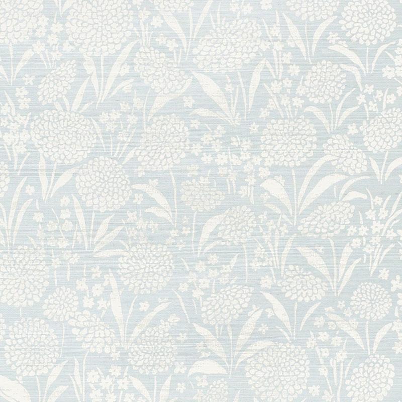 Schumacher Chrysanthemum Sisal Sky Wallpaper