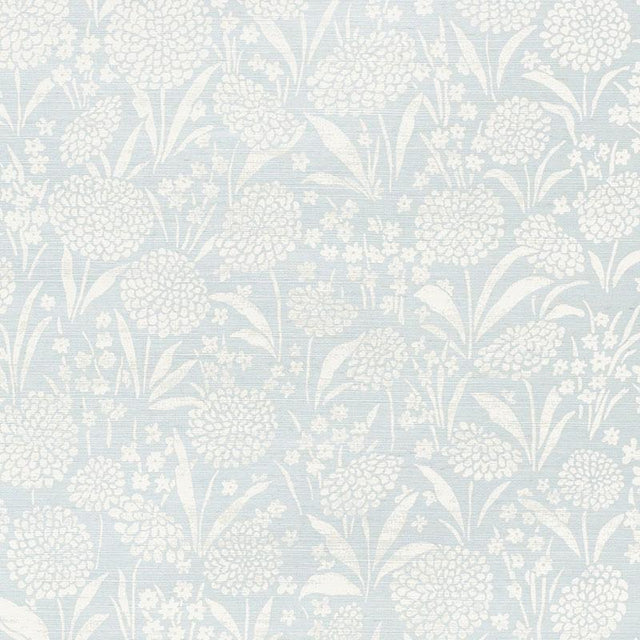 Schumacher Chrysanthemum Sisal Sky Wallpaper