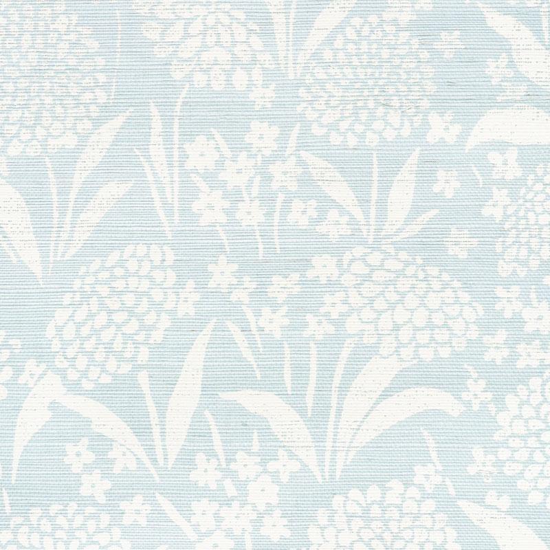 Schumacher Chrysanthemum Sisal Sky Wallpaper