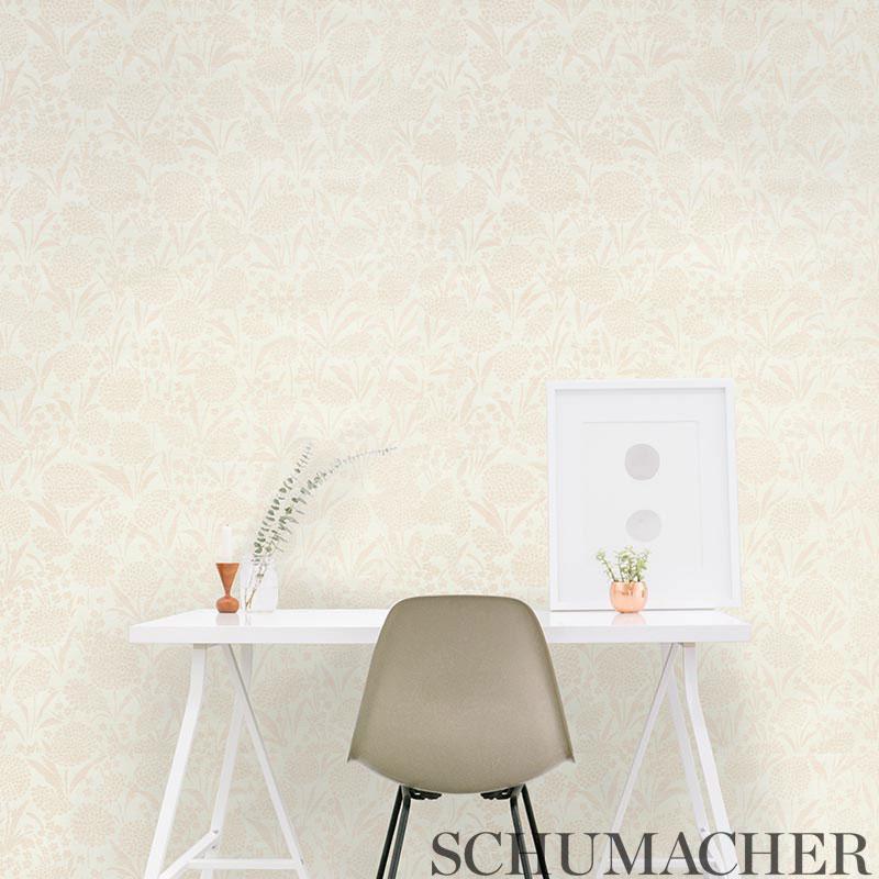 Schumacher Chrysanthemum Sisal Blush Wallpaper