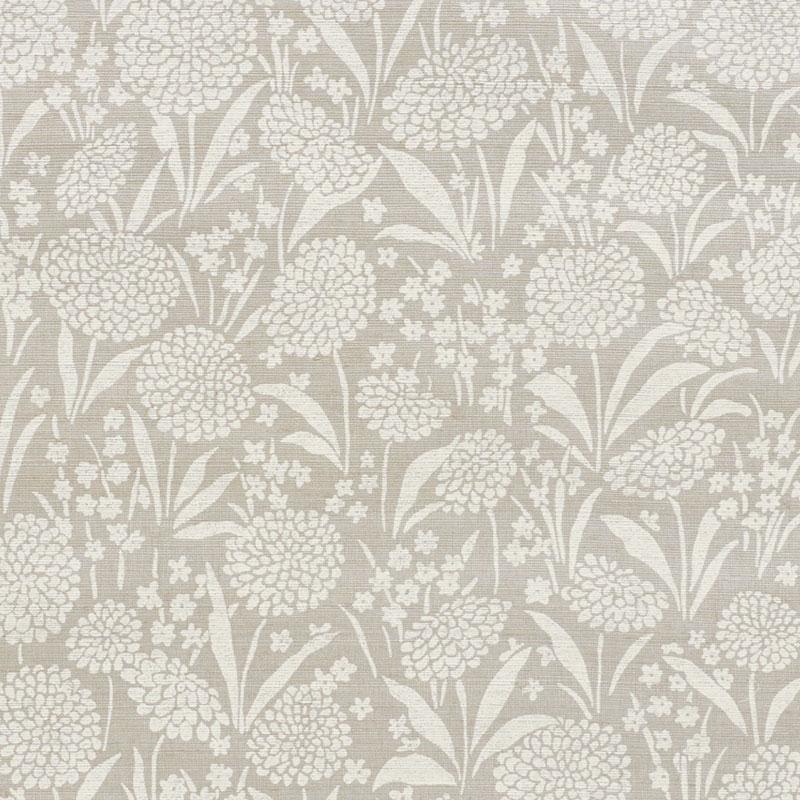 Schumacher Chrysanthemum Hemp Shimmer Moonstone Wallpaper