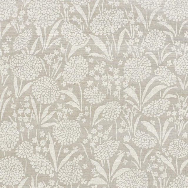Schumacher Chrysanthemum Hemp Shimmer Moonstone Wallpaper