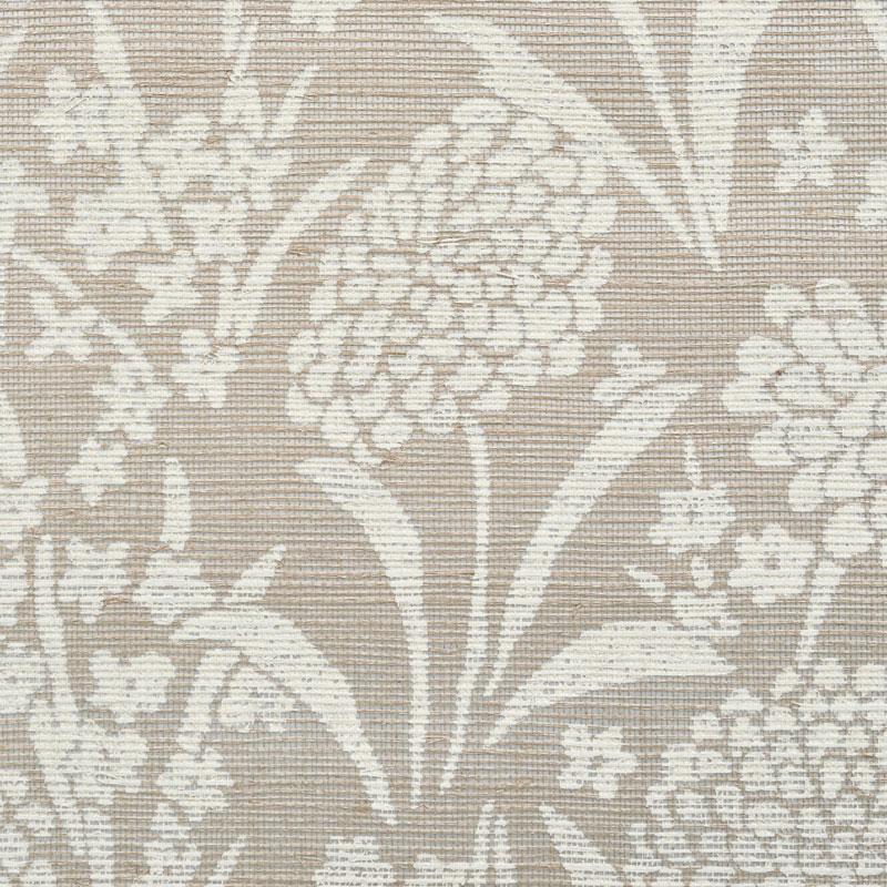 Schumacher Chrysanthemum Hemp Shimmer Moonstone Wallpaper