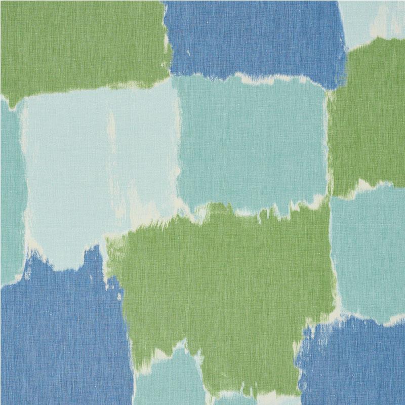 Schumacher Colorblock Ikat Aqua Fabric