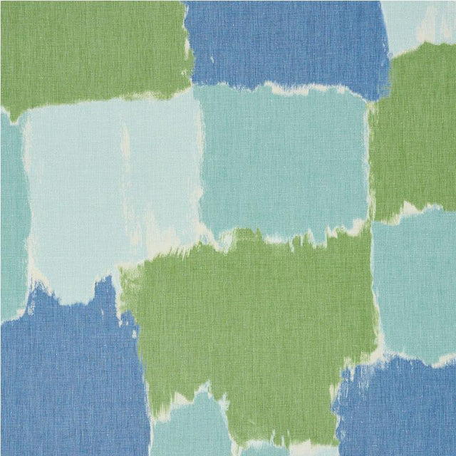 Schumacher Colorblock Ikat Aqua Fabric