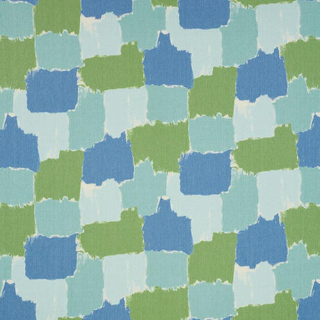 Schumacher Colorblock Ikat Aqua Fabric