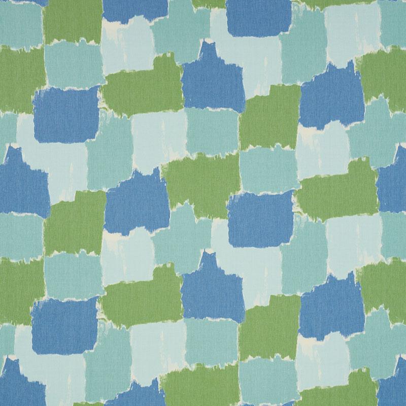 Schumacher Colorblock Ikat Aqua Fabric