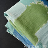 Schumacher Colorblock Ikat Aqua Fabric