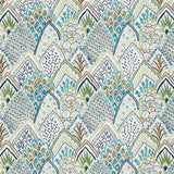Schumacher Albizia Embroidery Blue & Green Fabric