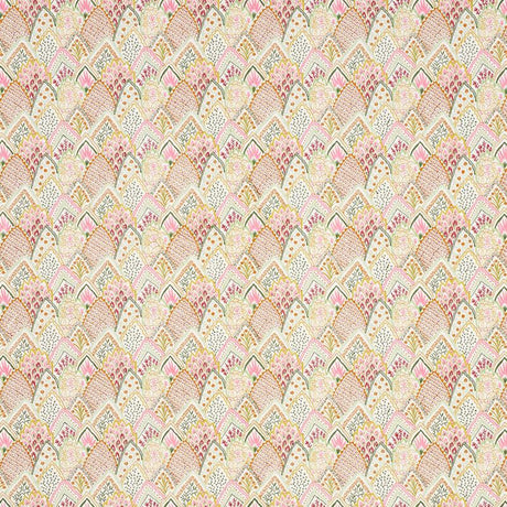 Schumacher Albizia Embroidery Pink & Leaf Fabric