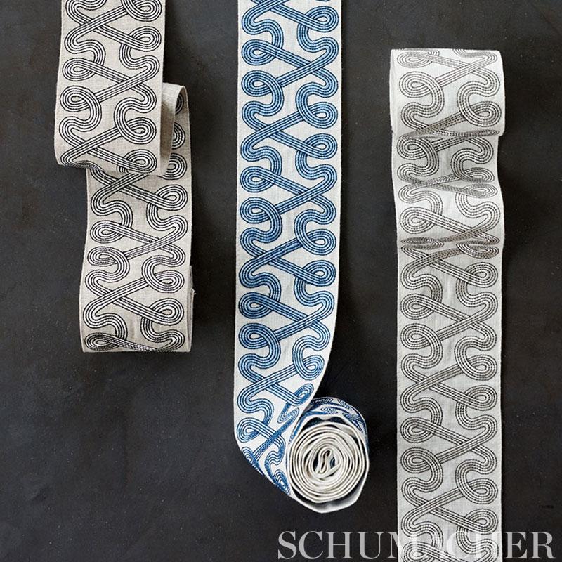 Schumacher Freeform Embroidered Tape Graphite Trim
