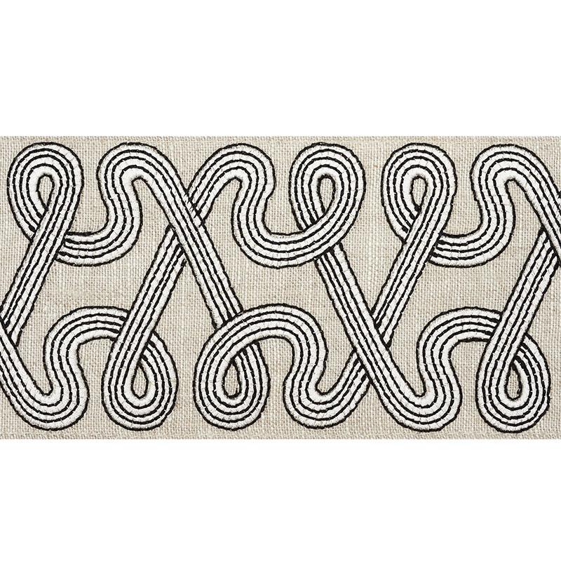 Schumacher Graphite Freeform Embroidered Tape