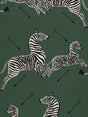 Scalamandre Zebras | Vinyl Serengeti Green Wallpaper