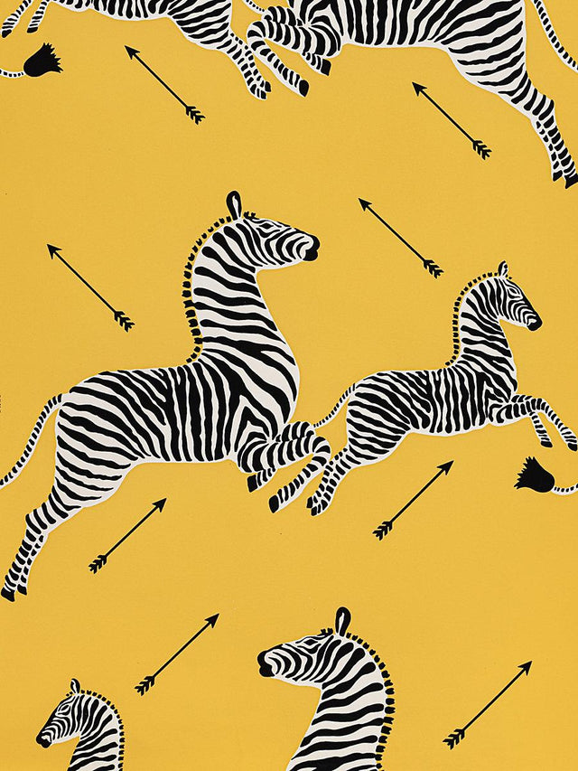 Scalamandre Zebras | Vinyl Yellow Wallpaper