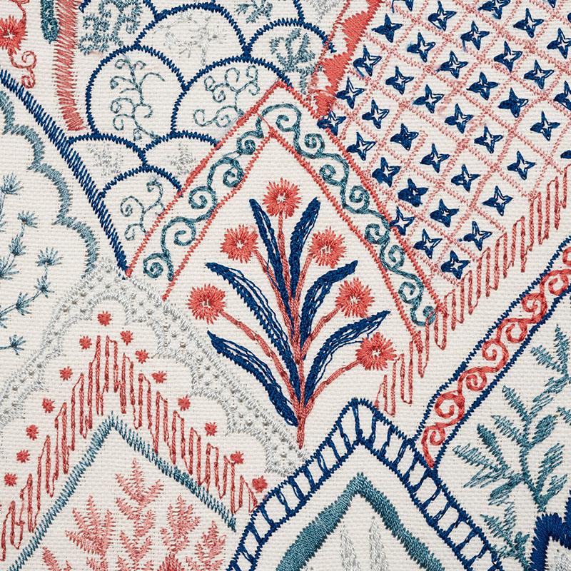 Schumacher Albizia Embroidery Delft & Rose Fabric