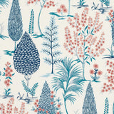 Schumacher Pandora Embroidery Delft & Rose Fabric