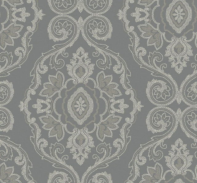 Seabrook Nautical Damask Black Sands Wallpaper
