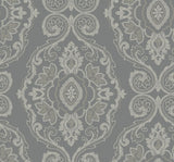 Seabrook Nautical Damask Grey Wallpaper