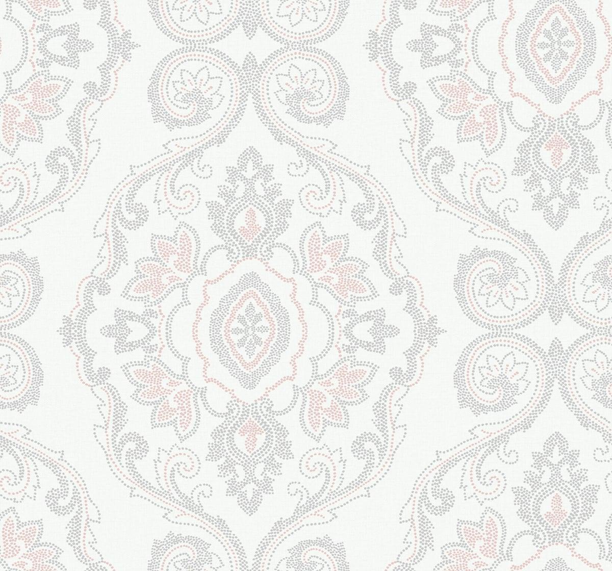 Seabrook Nautical Damask Pink Sunset Wallpaper