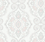 Seabrook Nautical Damask Pink Sunset Wallpaper
