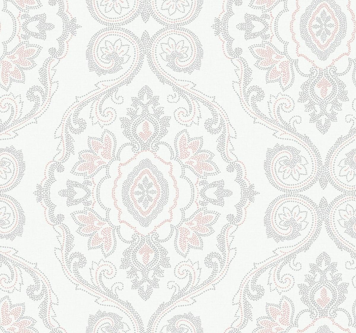 Seabrook Nautical Damask Pink Wallpaper