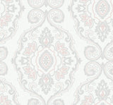Seabrook Nautical Damask Pink Wallpaper