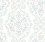 Seabrook Nautical Damask Blue Oasis Wallpaper