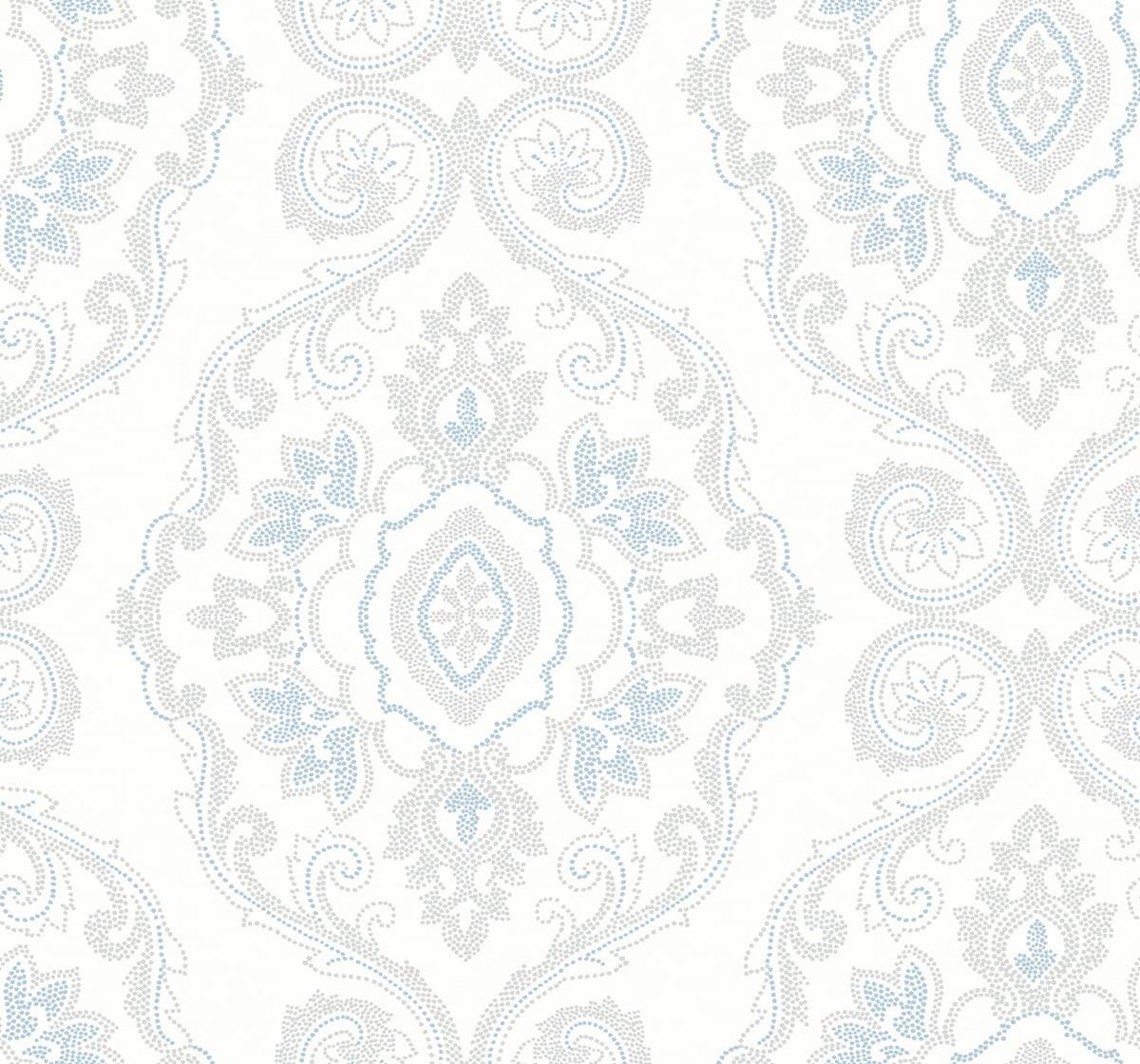 Seabrook Nautical Damask Blue Wallpaper