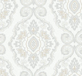 Seabrook Nautical Damask Beige Wallpaper
