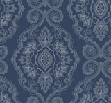 Seabrook Nautical Damask Nautical Blue Wallpaper