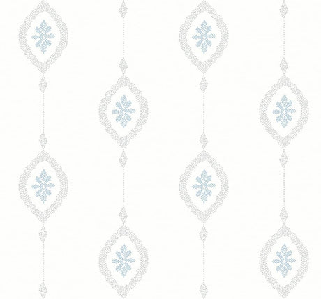 Seabrook Sand Dollar Stripe Blue Oasis Wallpaper