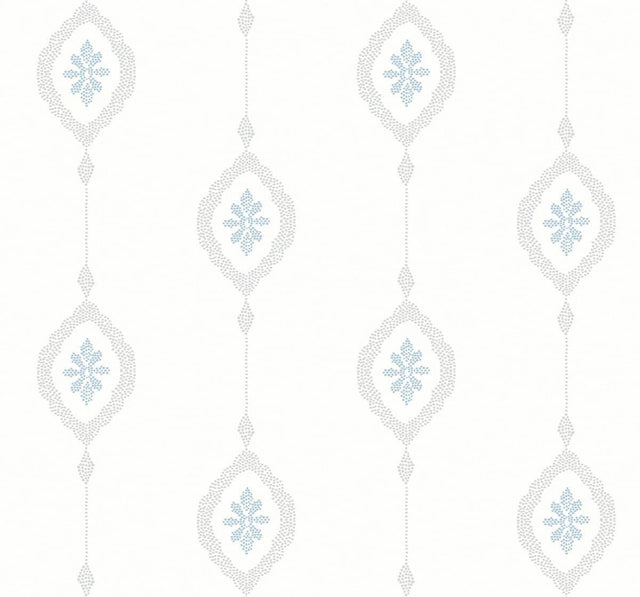 Seabrook Sand Dollar Stripe Blue Oasis Wallpaper