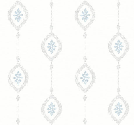 Seabrook Sand Dollar Stripe Blue Wallpaper