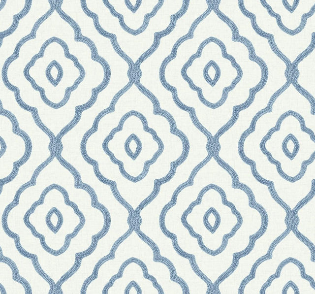 Seabrook Seaside Ogee Blue Oasis Wallpaper