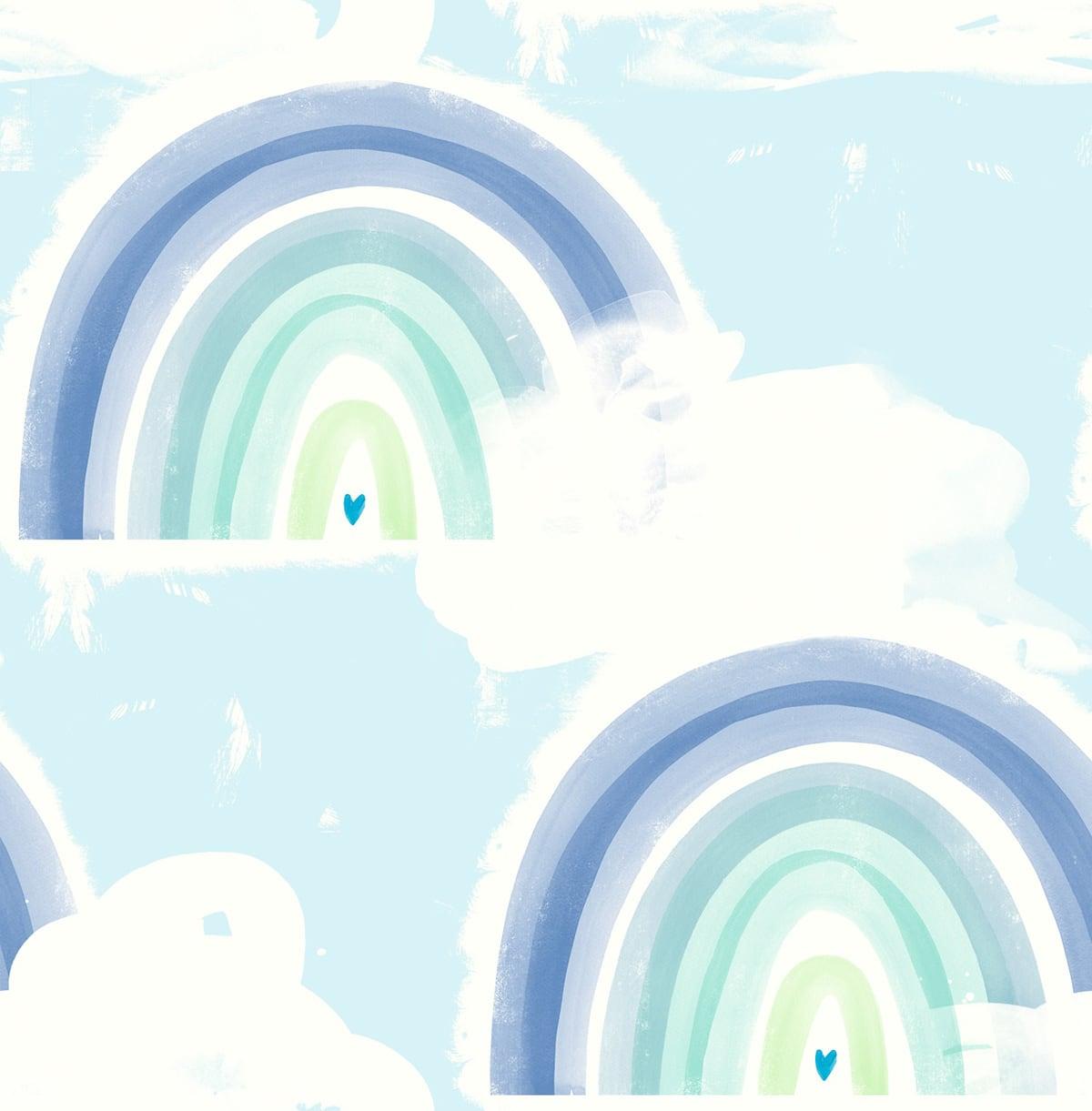 Seabrook Rainbows Blue Wallpaper