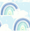 Seabrook Rainbows Blue And Green Wallpaper
