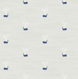 Seabrook Tiny Whales Soft Gray and Navy Wallpaper