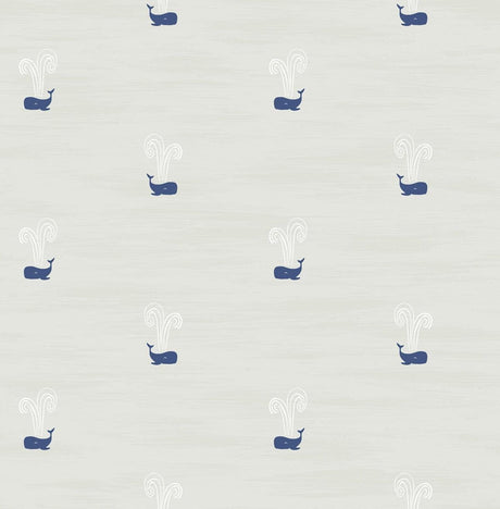 Seabrook Tiny Whales Soft Gray and Navy Wallpaper