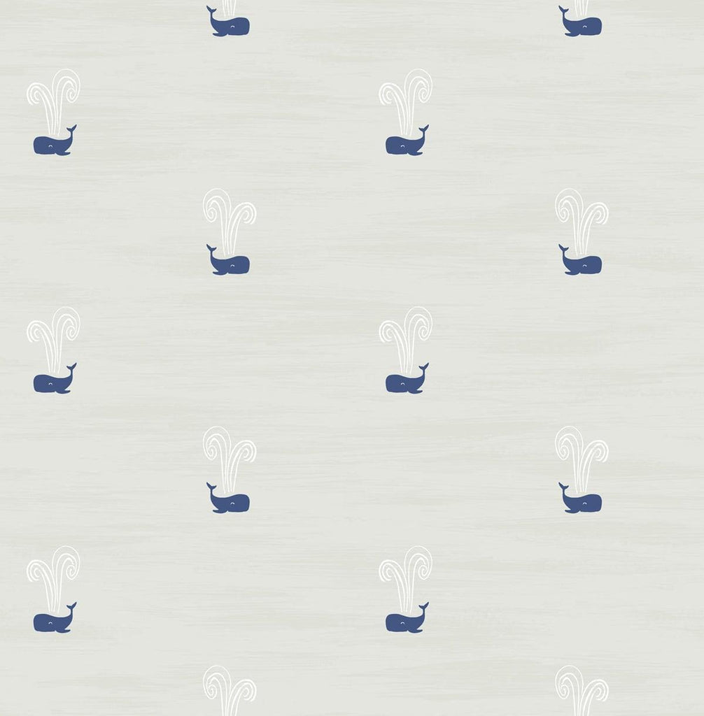 Seabrook Tiny Whales Soft Gray and Navy Wallpaper