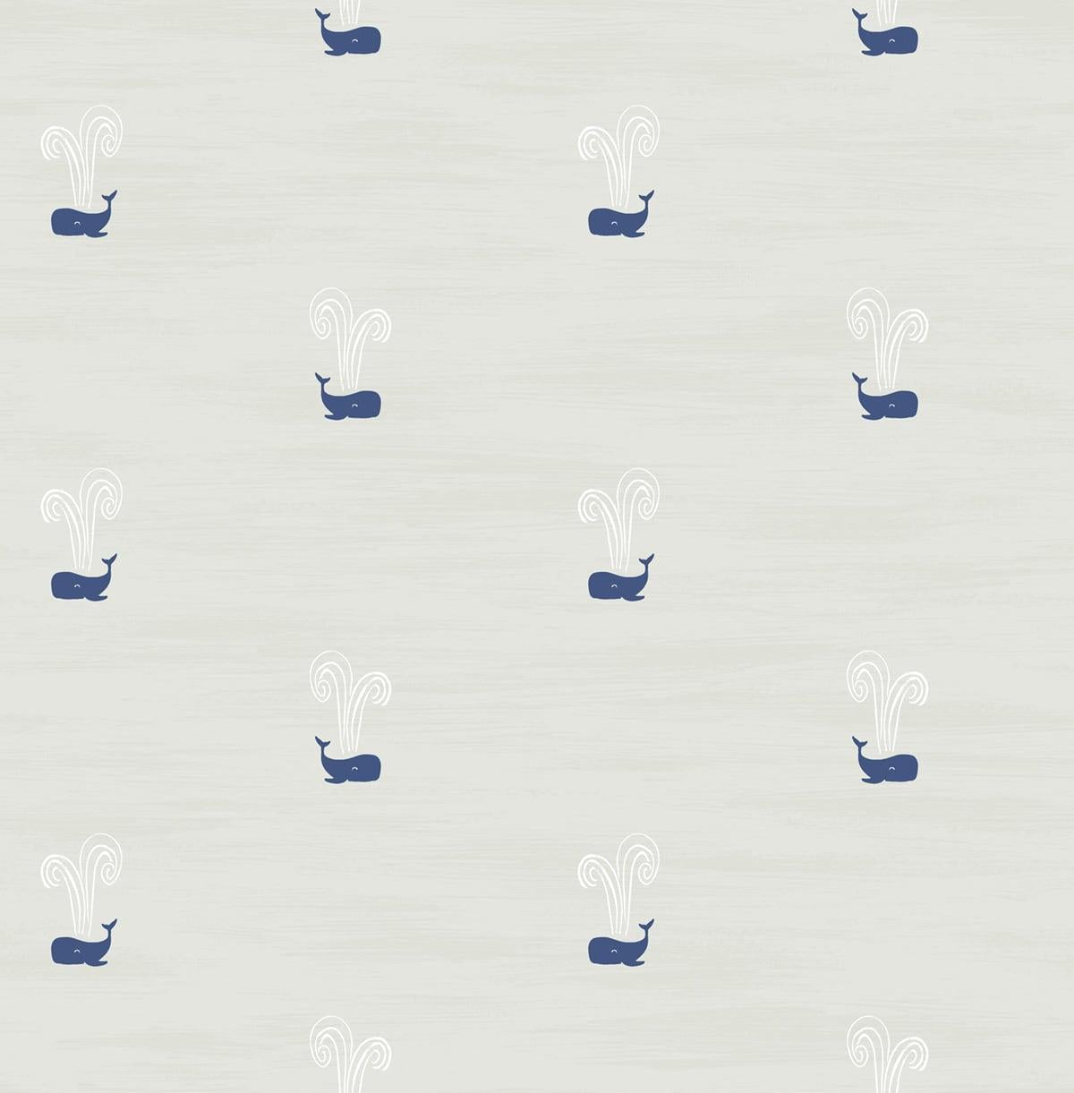Seabrook Tiny Whales Grey Wallpaper
