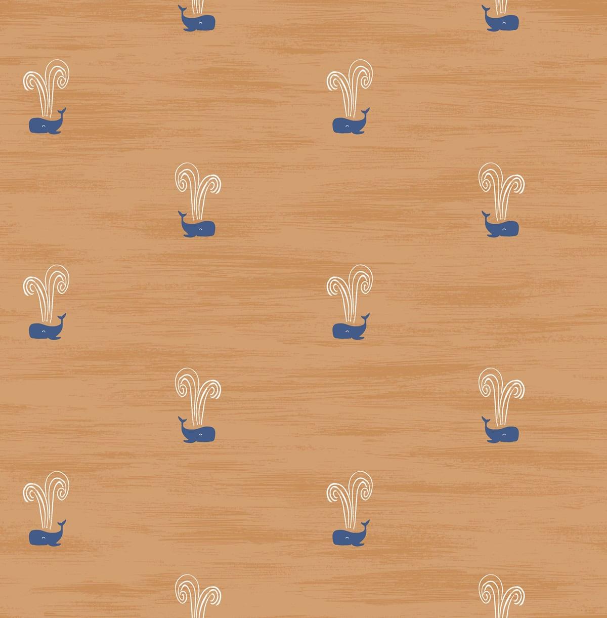 Seabrook Tiny Whales Orange Wallpaper