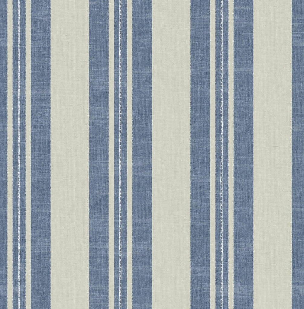 Seabrook Linen Stripe Denim and Soft Gray Wallpaper