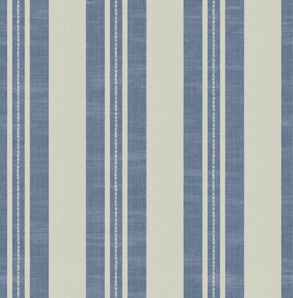 Seabrook Linen Stripe Blue Wallpaper